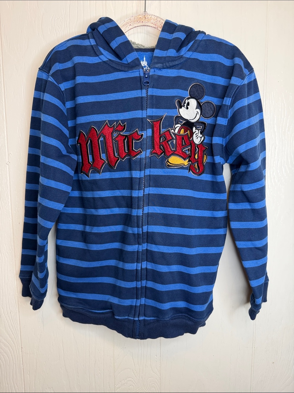 Disney Parks Blue Striped Mickey Mouse Zip-Up Hoodie M 10